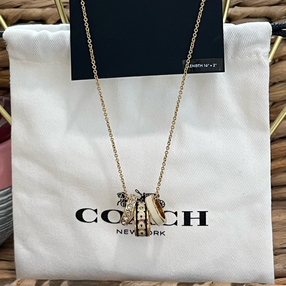 Coach Gold and White Ring Pendant Necklace - Picture 5 of 6